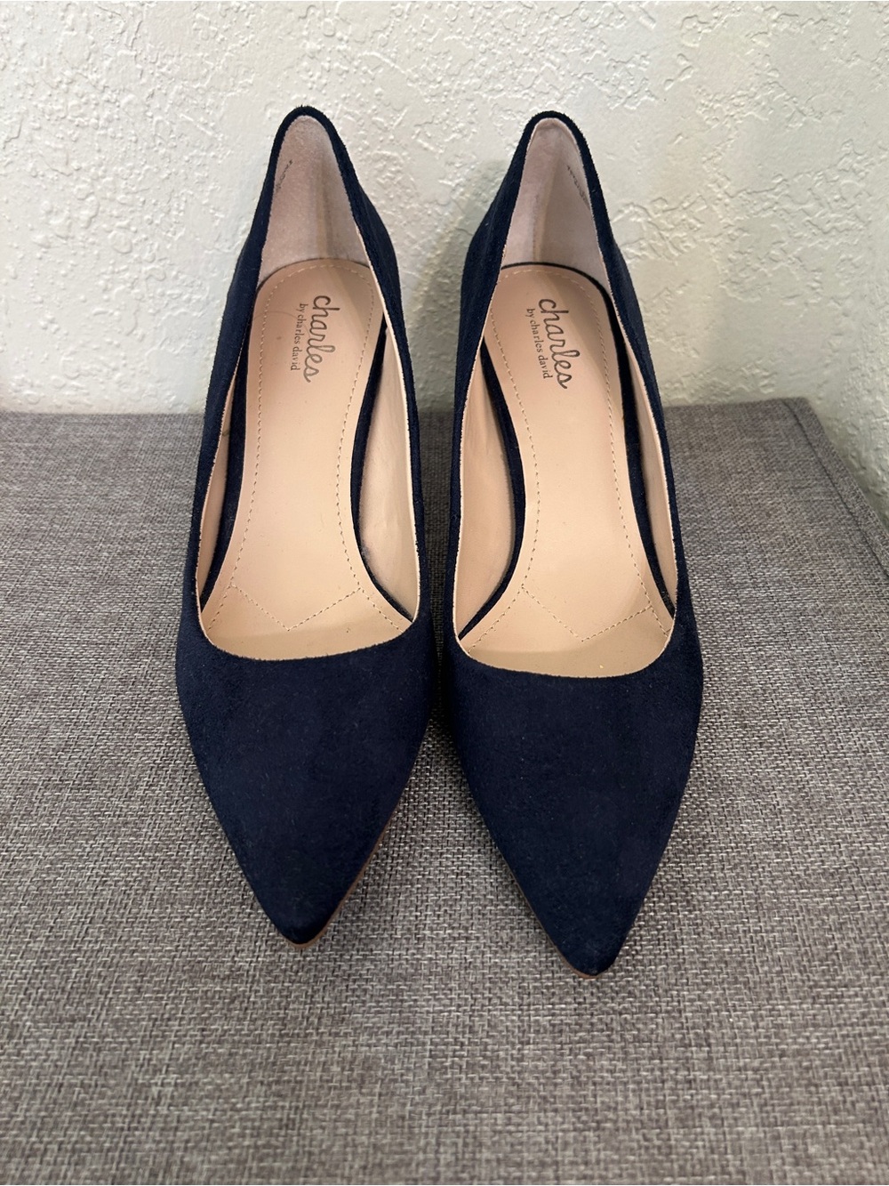 Angelica Navy Suede Pointed-Toe Pumps